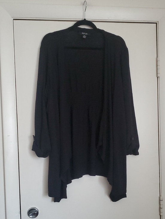 Style & Co. Sweaters - Style & Co. Black Open-Front Draped Cardigan